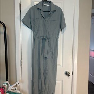 Astr Light Sage Collared Jumpsuit